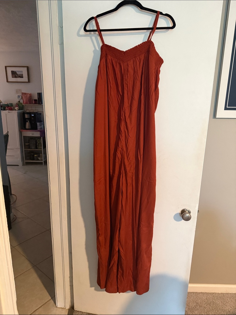 Old Navy Rust Orange Smocked-Strap Wide-Leg Jumpsuit Large Tall